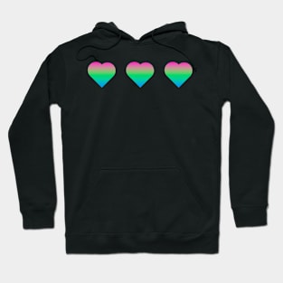 Bi+ Hearts Polysexual Flag (Vertical Gradient Trio) Hoodie